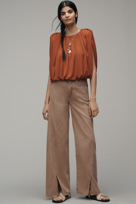 Wrangler High-rise Wide Leg Jeans In Beige