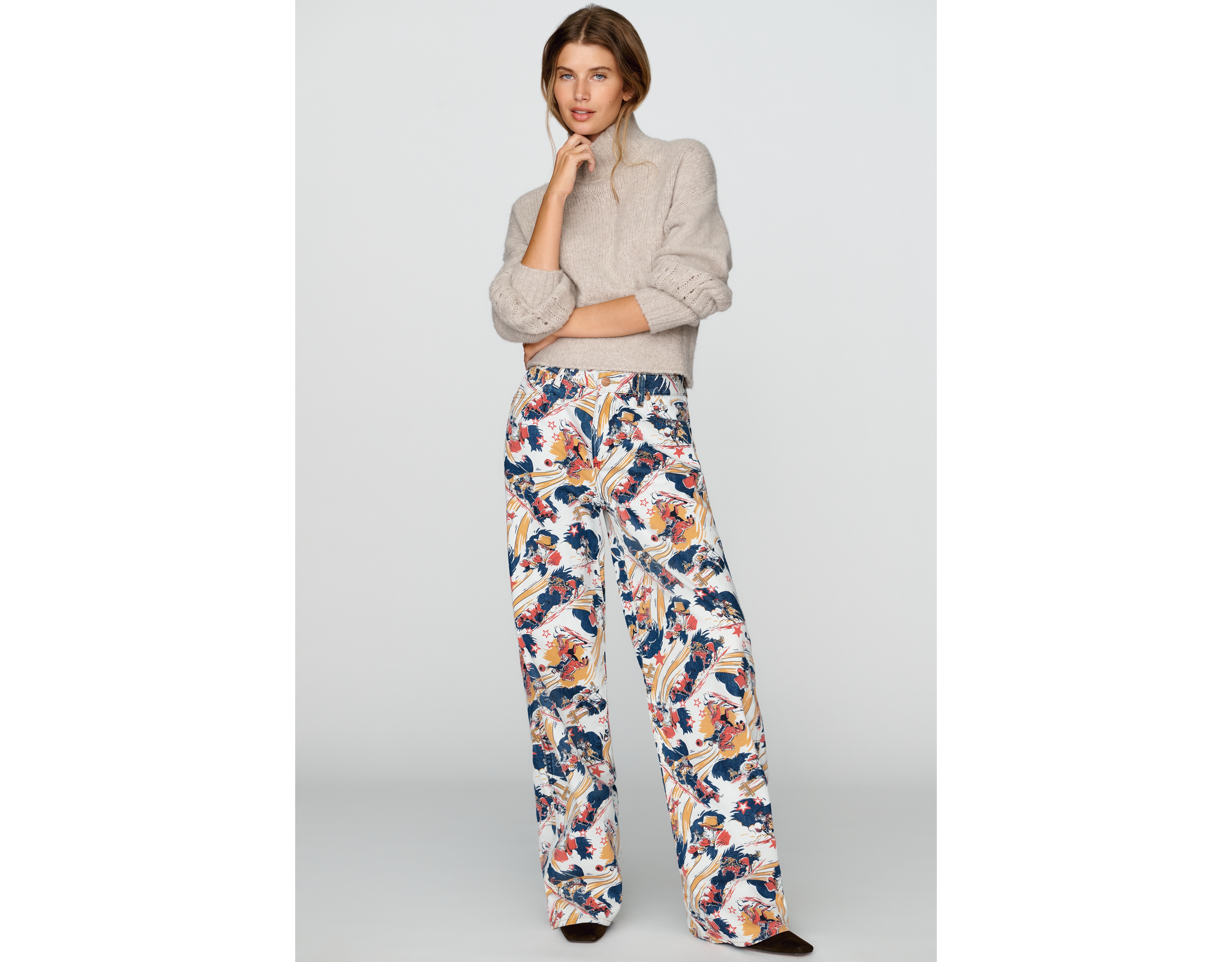 Wrangler Western Print Mid-Rise Straight-Leg Jeans