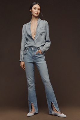 Pilcro High-rise Front-split Skinny Jeans In Blue