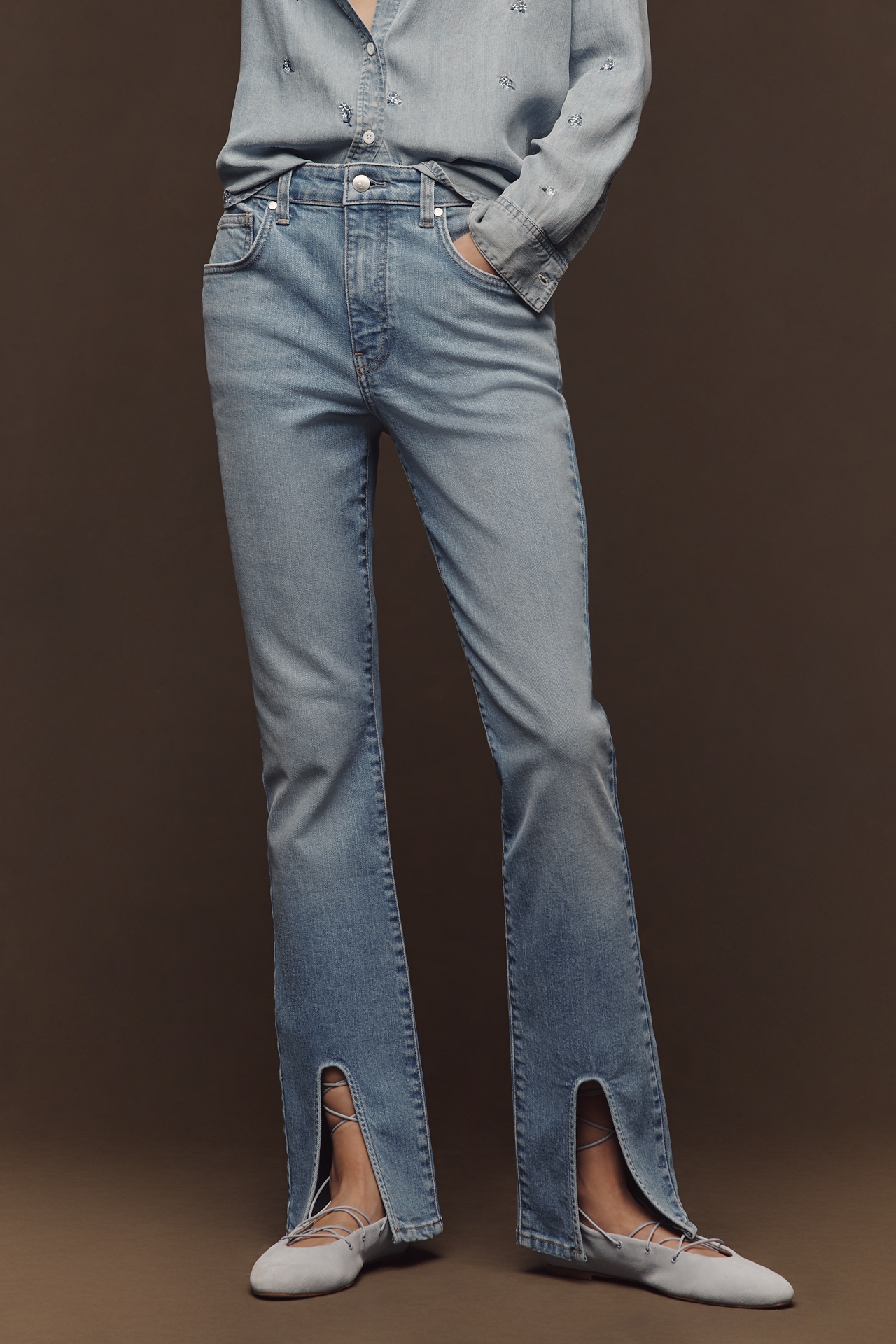 Pilcro High-Rise Front-Split Skinny Jeans