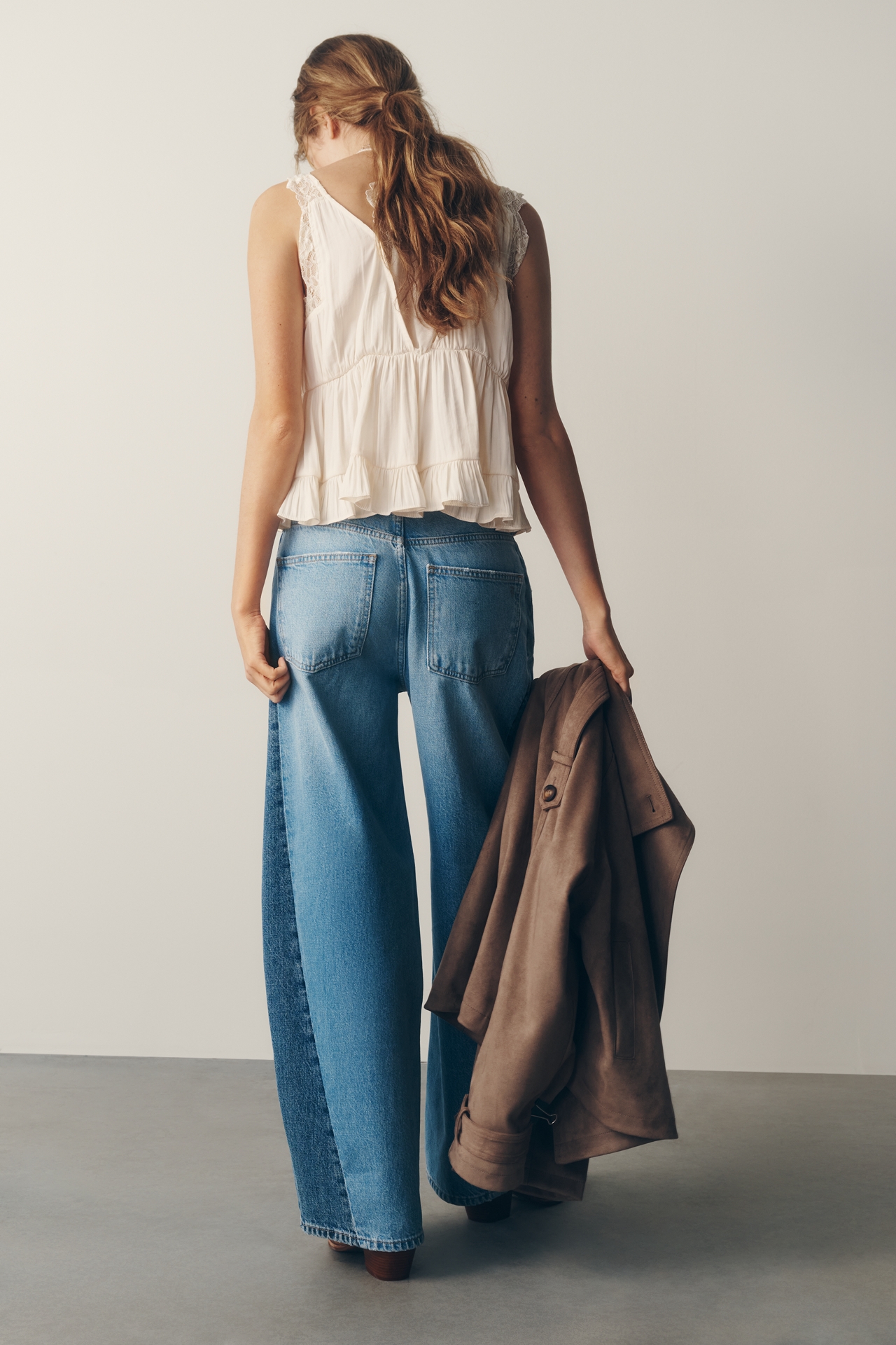 Pilcro Two-Tone High-Rise Wide-Leg Jeans