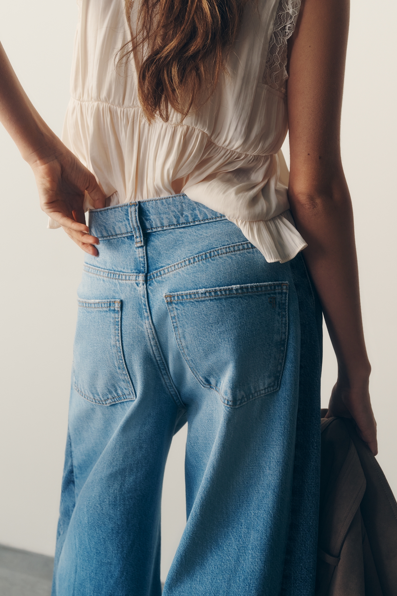 Pilcro Two-Tone High-Rise Wide-Leg Jeans
