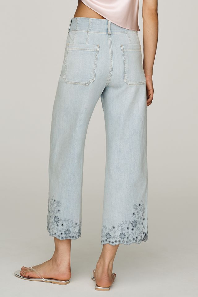 Maeve Colette Eyelet High-Rise Wide-Leg Cropped Jeans #3