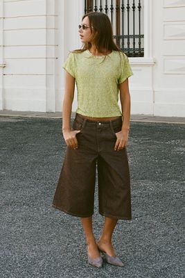 Pilcro Hazel High Rise Wide Leg Cropped Jeans