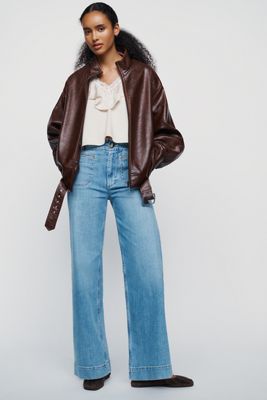 Maeve High Rise Wide Leg Welt Pocket Jeans