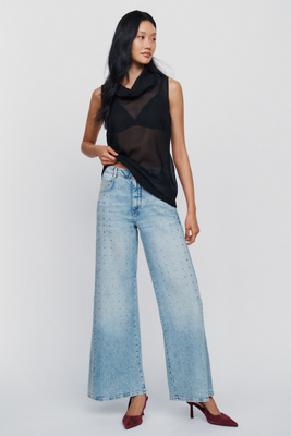 Pilcro Adi High Rise Wide Leg Studded Jeans by Anthropologie