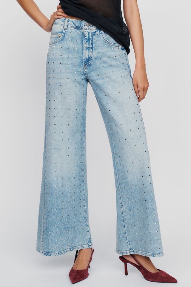 Pilcro Adi High Rise Wide Leg Studded Jeans #1