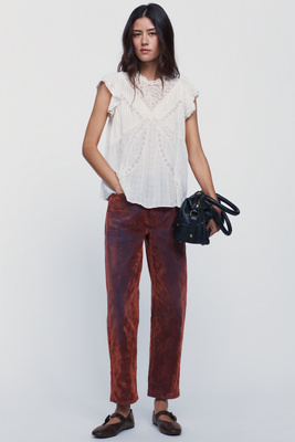 Pilcro Jules High Rise Relaxed Tapered Velvet Jeans by Anthropologie