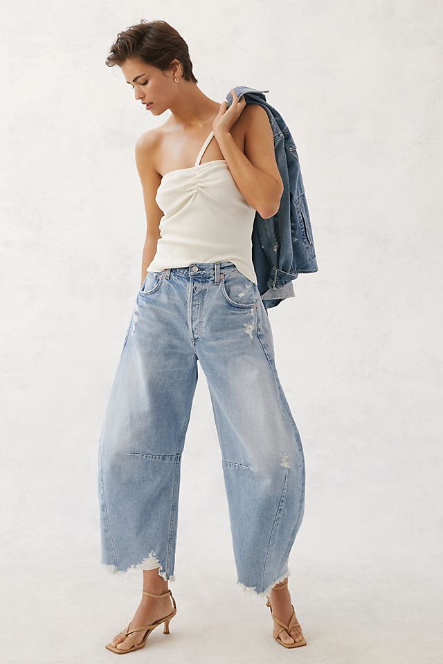 Citizens of Humanity Horseshoe Distressed Wide-Leg Jeans