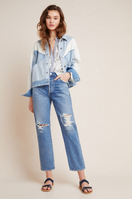 【関税込み】Citizens of Humanity ブルー Emery ジーンズ Citizens of Humanity Emery High-Rise Straight Cropped Jeans