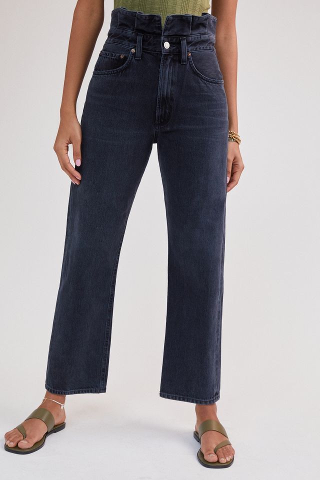 AGOLDE Ultra High Rise Ruffled Straight Jeans