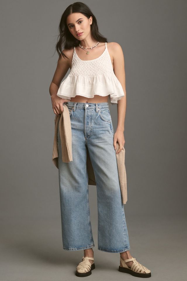 High Rise Crop Wide Leg Jeans