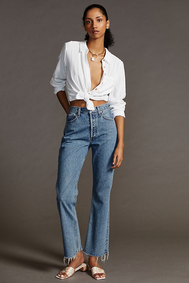 AGOLDE Mid-Rise Relaxed Bootcut Jeans | Anthropologie