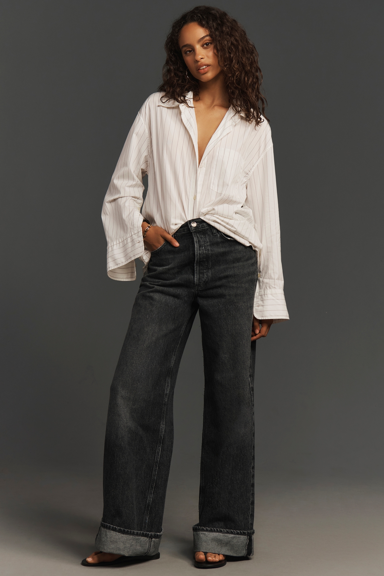 AGOLDE Dame High-Rise Cuffed Wide-Leg Jeans