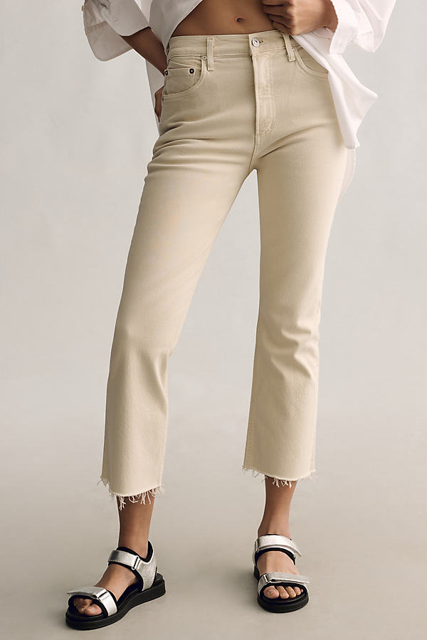 Citizens Of Humanity Isola High-rise Crop Bootcut Jeans In Beige