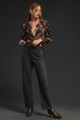 Agolde 90s Pinch Waist Straight-leg High-rise Organic-cotton Denim Jeans In Black