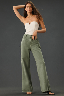 Agolde Magda Organic Cotton Carpenter Jeans In Salamander In Green