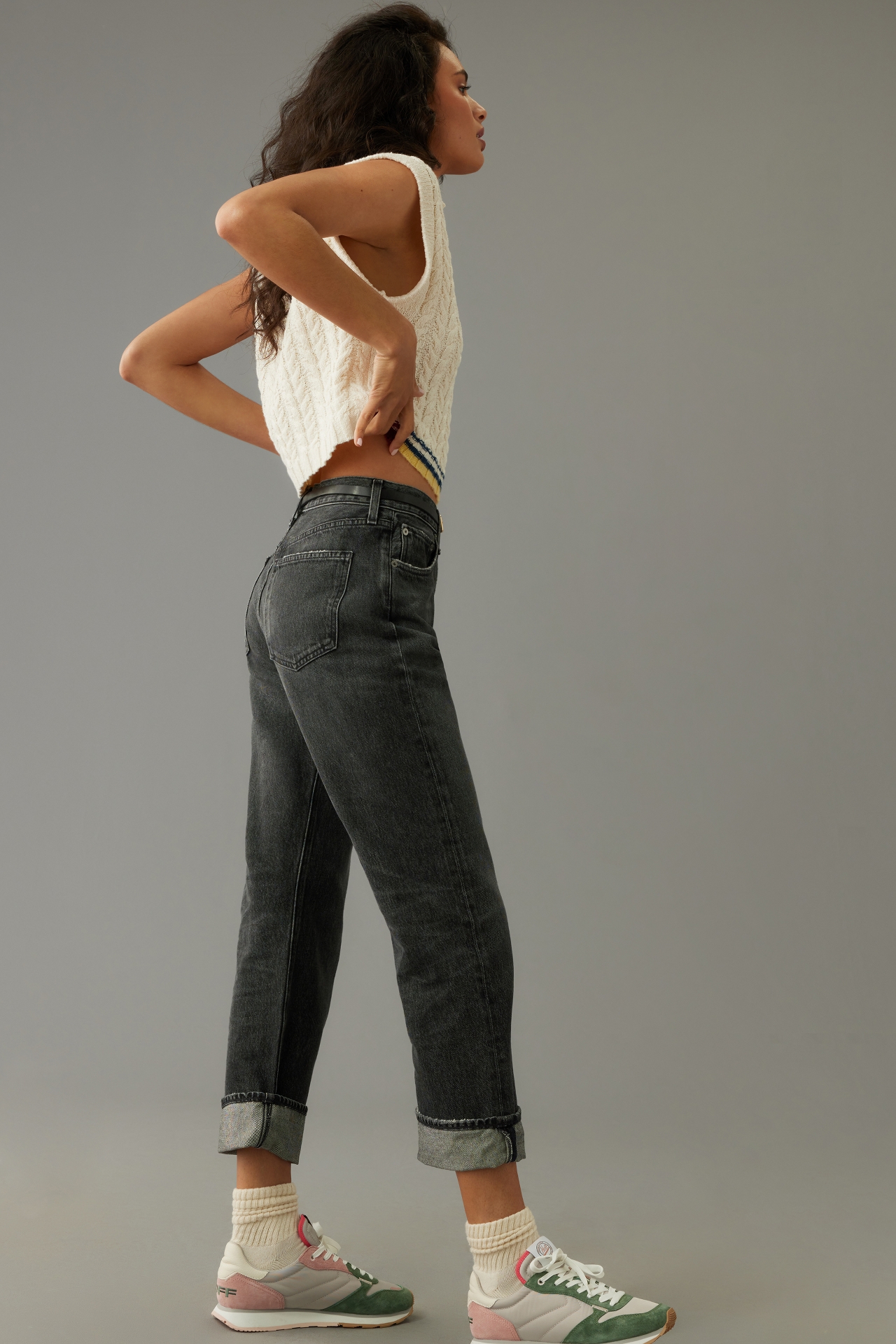 AGOLDE Fran Cuffed Low-Slung Easy Straight-Leg Jeans