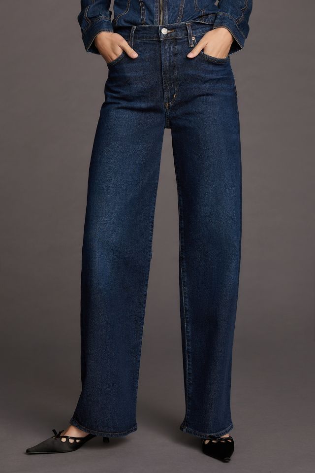Blue Harper mid-rise wide straight-leg jeans, Agolde