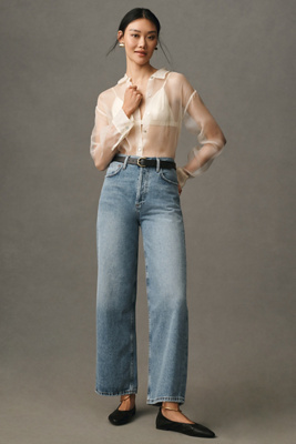 Shop Agolde Ren High-rise Wide-leg Jeans In Blue