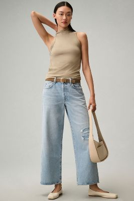 Shop Citizens Of Humanity Pina Low-rise Baggy Crop Wide-leg Jeans In Blue