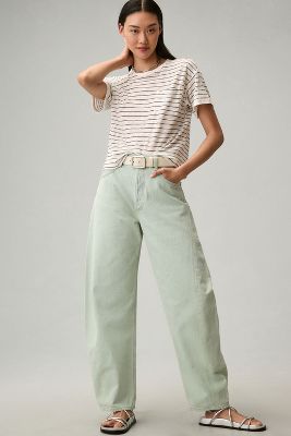 Shop Agolde Luna High-rise Tapered Jeans In Green