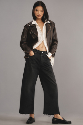 Citizen Of Humanity Horseshoe Cropped Raw Hem Jeans In Black