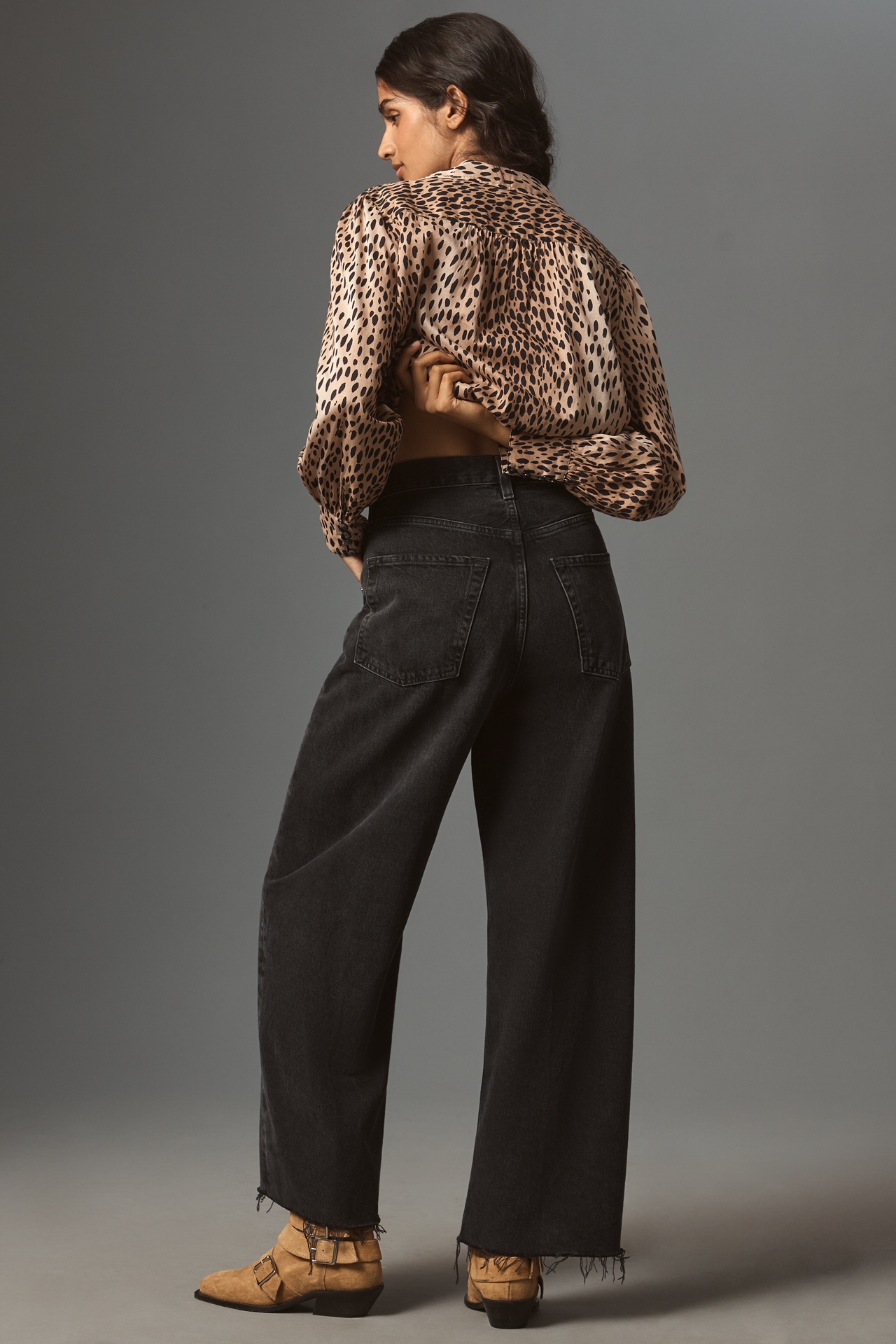 Citizens of Humanity Ayla Crop Raw-Hem Wide-Leg Jeans