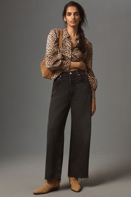 Citizens of Humanity Ayla Crop Raw-Hem Wide-Leg Jeans