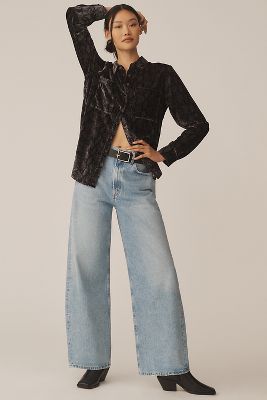 Shop Agolde Low Curve Mid-rise Taper Jeans In Blue