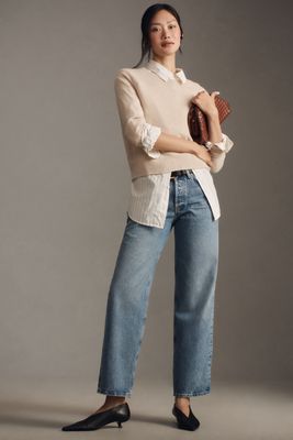 【Agolde】 Fran mid-riseストレートジーンズ AGOLDE Fran Mid-Rise Straight-Leg Cuffed Jeans | Anthropologie