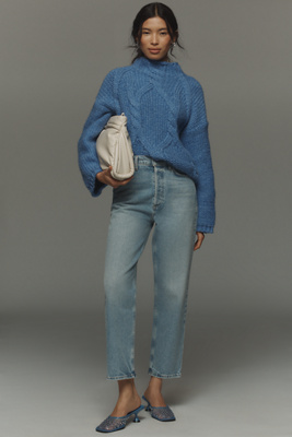 Agolde 90s Pinch Crop High-rise Straight-leg Jeans In Blue
