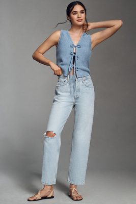 Agolde 90's Crop: Mid Rise Loose Straight Jeans Segment In Blue
