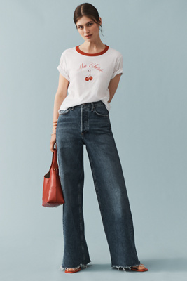 Shop Agolde Dame High-rise Wide-leg Jeans
