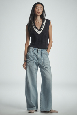 Citizen Of Humanity Ayla Cargo High-rise Tapered Jeans In Blue
