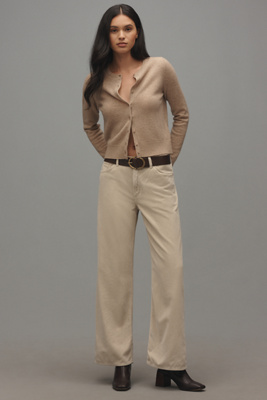 Agolde Keira Corduroy Low-rise Wide-leg Jeans In Nude