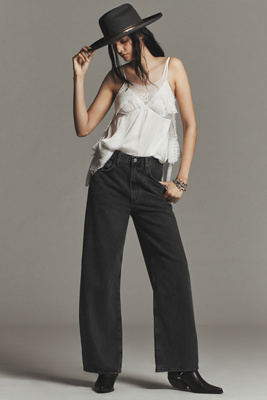 Agolde Low Curve High-rise Tapered Jeans In Black