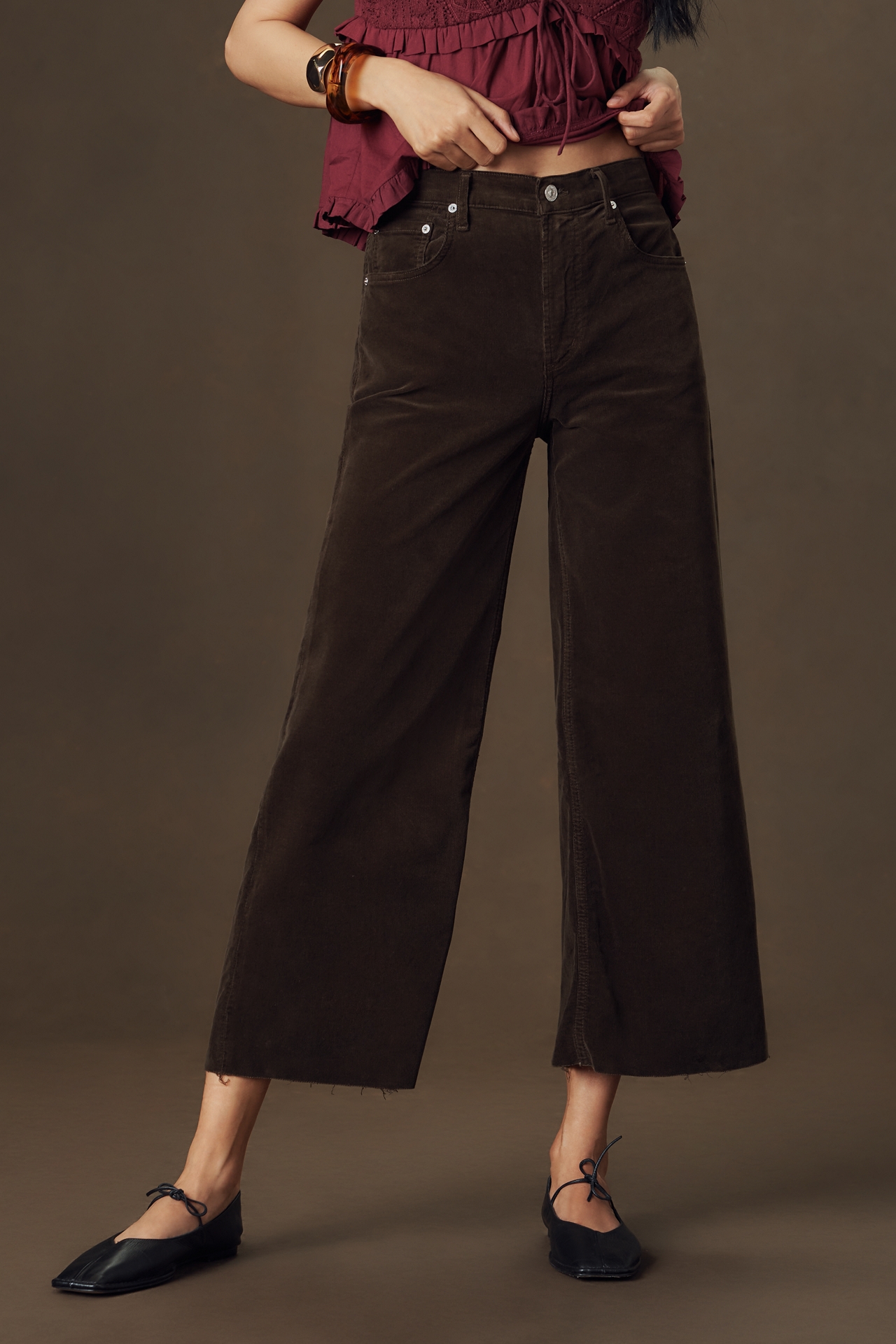 Citizens of Humanity Lyra High-Rise Crop Wide-Leg Corduroy Pants