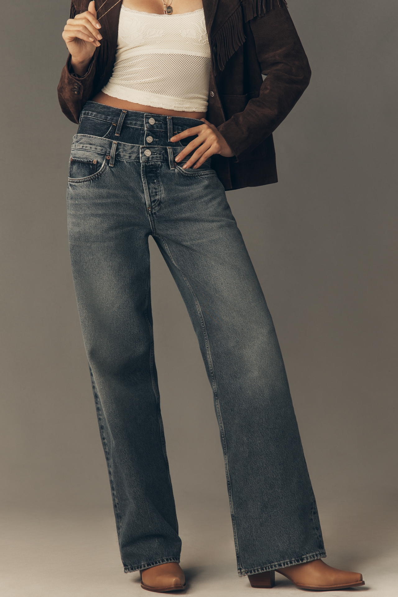 AGOLDE Elson High-Rise Double-Waisted Straight-Leg Jeans