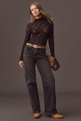 Agolde Harper Mid-rise Straight-leg Jeans In Black