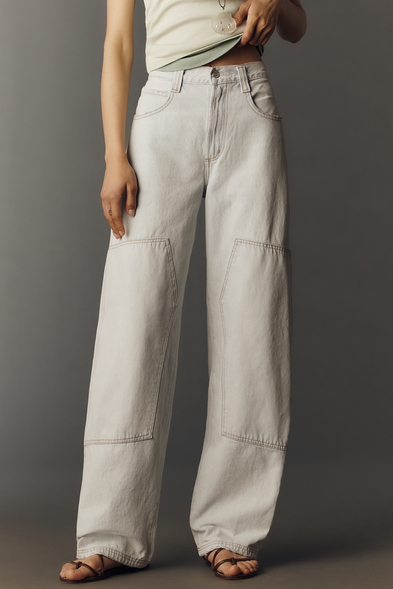 AGOLDE Laria Pieced High-Rise Wide-Leg Jeans
