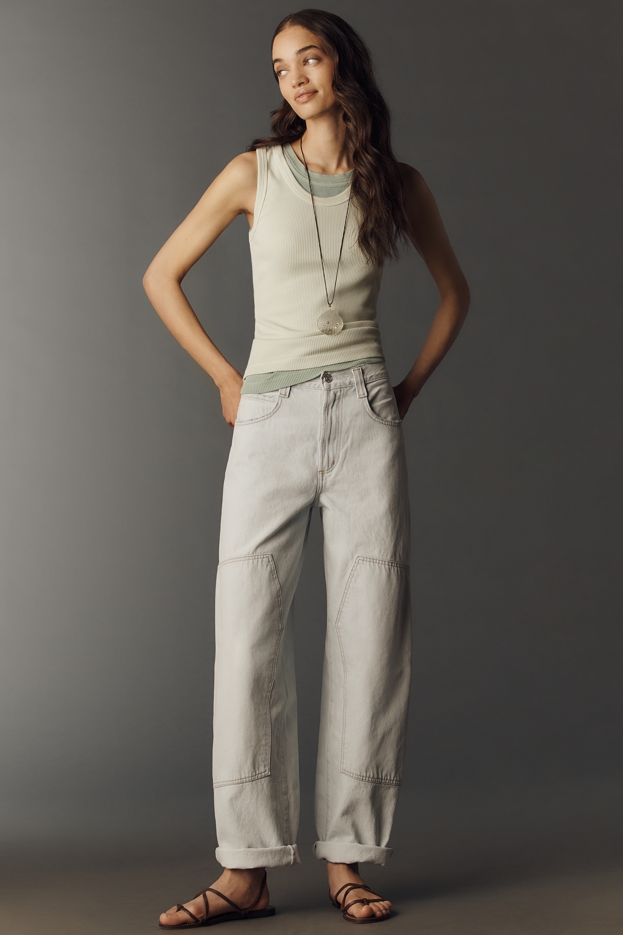 AGOLDE Laria Pieced High-Rise Wide-Leg Jeans