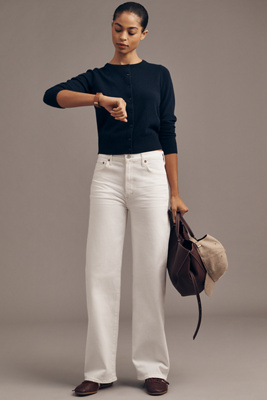 Agolde Harper High-rise Wide-leg Jeans In White
