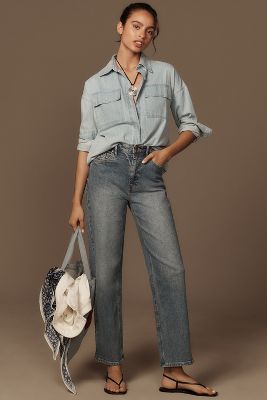 Unpublished Shay Mid-rise Straight-leg Jeans In Blue