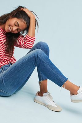 Mother The Looker High-Rise Frayed Ankle Jeans
