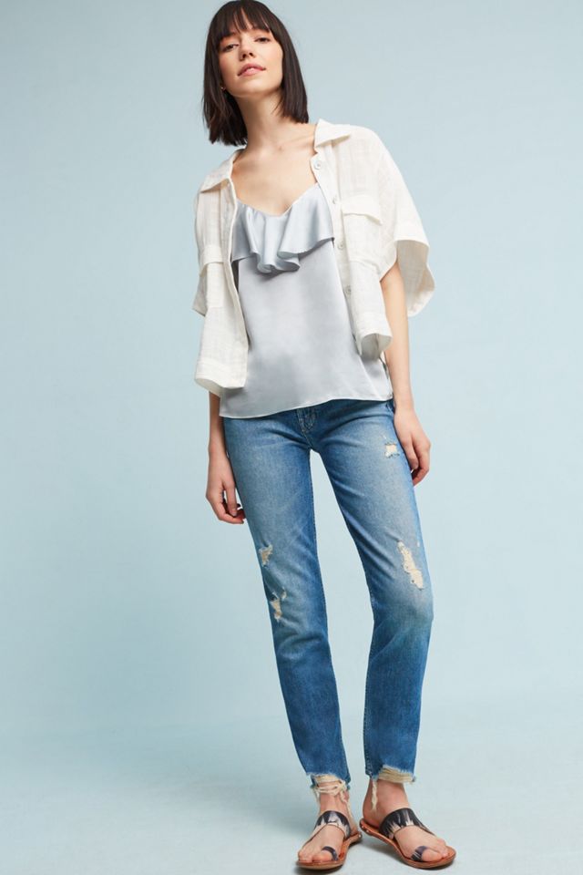 Mother The Flirt Fray High-Rise Ankle Jeans #1