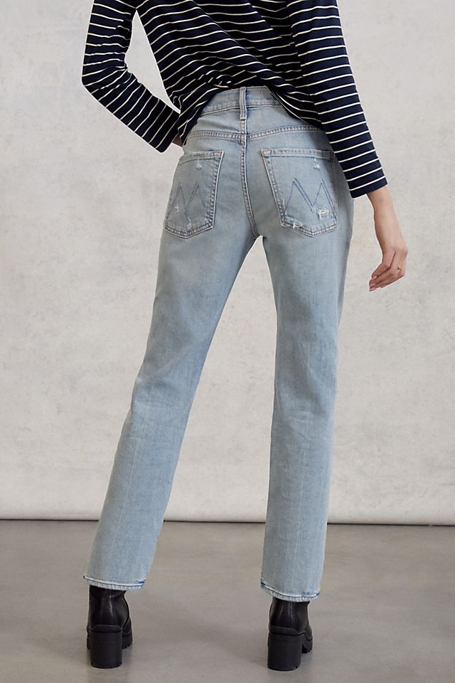 MOTHER The Scrapper High-Rise Slim Straight Ankle Jeans 