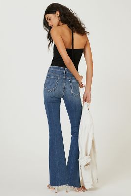 mother frayed flare jeans