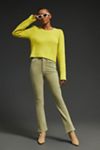 Mother Denim High Waisted Smokin' Double Ankle Straight Leg Jeans- Oil Green