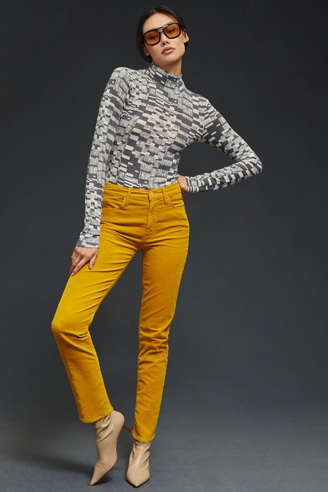 MOTHER The Dazzler Mid-Rise Straight Corduroy Jeans